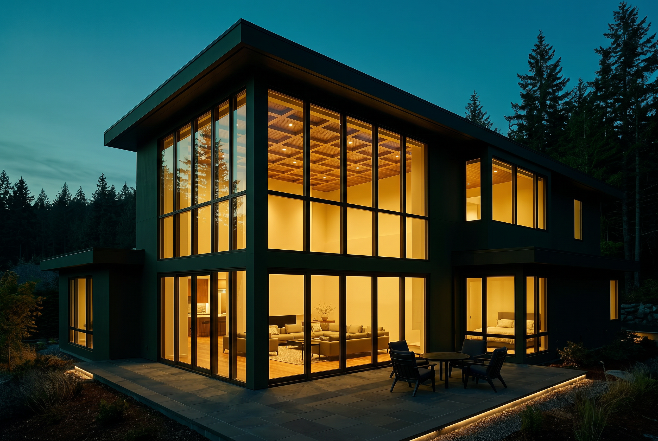Architectural exterior at dusk